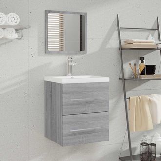 vidaXL Armario De Ba&ntilde;o Con Espejo Gris Sonoma 41x38,5x48 Cm Vidaxl