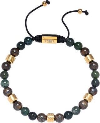 Eye Candy Los Angeles Mens Mateo Agate Beaded Bracelet in Black Multi at Nordstrom Rack