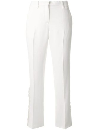 N&deg;21 cropped ruffle detail trousers - women - Acetate/Viscose - 44 - White