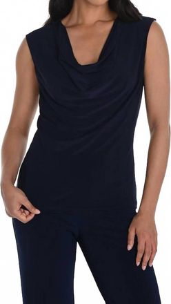 Frank Lyman Design Sleeveless Cowl Neck Shirt In Navy