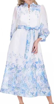 Jade Yoga Wildflower Stand Collar Dress In Jade Blue