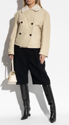 Jacquemus Double-breasted Shearling Coat, Womens, Cream