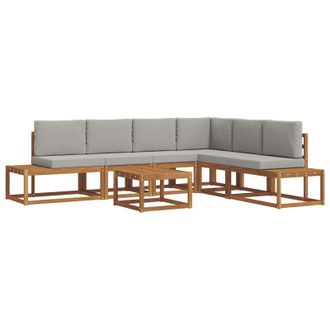 vidaXL Conjunto De Sof&aacute;s De Exterior 7 Pieza Gris Natural Y Claro Vidaxl