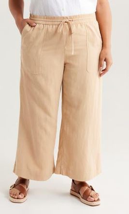 Caslon Linen Blend Crop Pants in Tan Shore at Nordstrom Rack, Size 3X