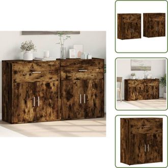 vidaXL Credenze per casa - vidaXL Credenze 2 pz Rovere Fumo 60x31x70 cm in Legno Multistrato - Credenze per soggiorno