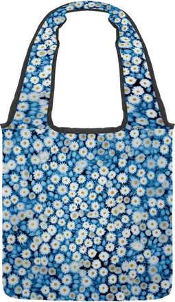 Generic White Daisies Reversible Canvas Shoulder Tote - Double-Sided Print, 12oz Cotton, 27cm Drop, Fold-Flat Bag for Travel, Shopping, Street Outings