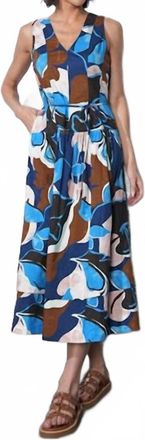 Greylin Abi Poplin Midi Dress In Navy/multi