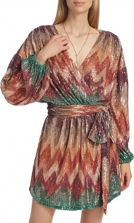 Ramy Brook Michaela Sequin Chevron Wrap Mini Dress In Red Multicolor