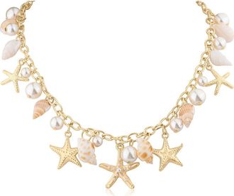 Jardin Shell & Faux Pearl Charm Necklace in White/Gold at Nordstrom Rack