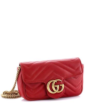 Gucci GG Marmont Flap Bag Matelass&eacute; Leather Super Mini (Authentic Pre-Loved)