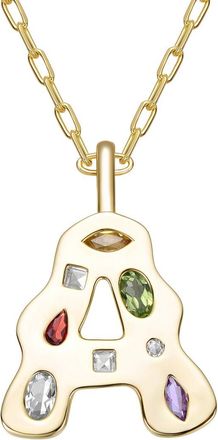 Genevive 14K Plated Cz Alphabetical Necklace