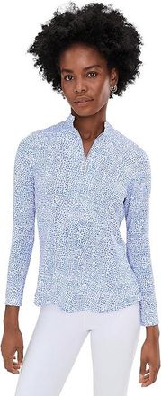 Jamie Sadock Sunsense Ocelot Long Sleeve Quarter Zip Womens Clothing Purple : XL, Polyester/Spandex