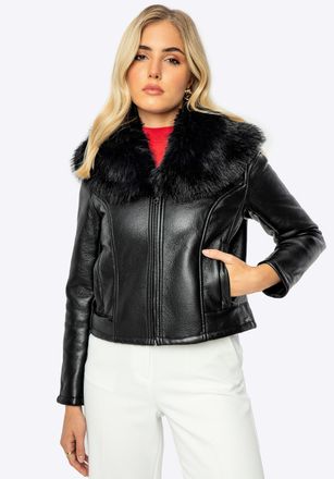 Wittchen Dames korte zwarte eco-leren jas