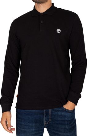 Timberland Mens Millers River Pique Polo T-Shirt - Long Sleeved (Black) S