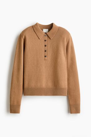 H&M Polopullover mit Schulterpolstern - Beige