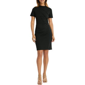 Maggy London Pintuck Short Sleeve Sheath Dress in Black at Nordstrom Rack, Size 16