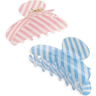 Tasha Assorted 2-Pack Stripe Claw Clips in Pink/blue at Nordstrom