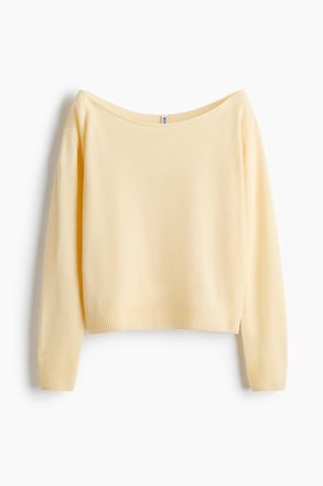 H&M Schulterfreier Pullover - Hellgelb