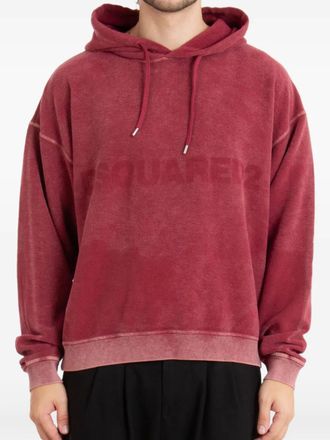 Dsquared2 Felpa in cotone con logo e cappuccio - Rosso