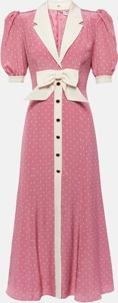 Alessandra Rich Bow-detail polka-dot silk maxi dress