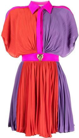 Roberto Cavalli colour-block pleated dress - women - Silk - 42 - 09000