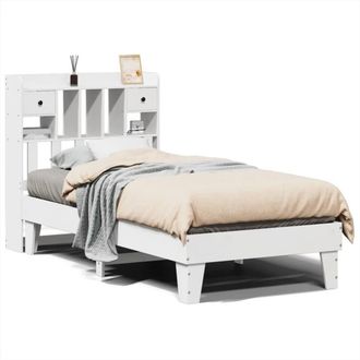 Berkfield Home Bed Frame Frame White 75x190 cm Small Single Solid Wood Pine