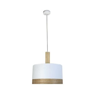 Wonderlamp Lámpara colgante con pantalla textil blanco y pieza de madera ø40