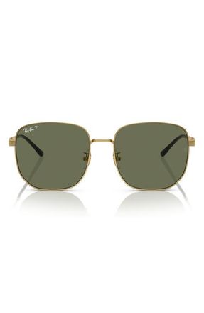 Ray-Ban 57mm Polarized Square Sunglasses in Arista /Dark Green Polar at Nordstrom