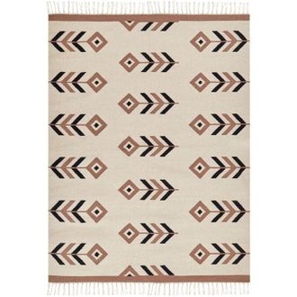 Beliani Beliani - Tappeto Kilim in cotone a pelo basso 200 x 300 cm reversibile rettangolare beige e nero Niavan