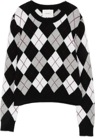 Lisa Yang Argyle Crewneck Sweater - Dames - Cashmere truien - Veelkleurig - S - Kasjmier - Truien & Vesten