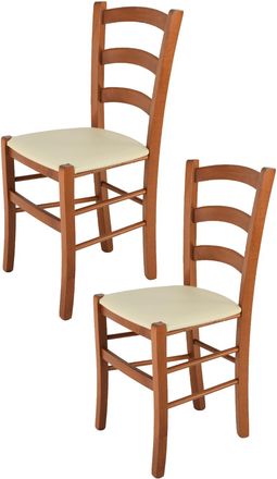 Tommychairs Tommychairs 2 Sillas Venice En Haya Cerezo, Asiento Polipiel Marfil