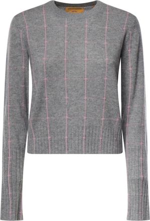 Guest In Residence Shrunken Checker Crew - Knitwear - Mujer - Gris - M
