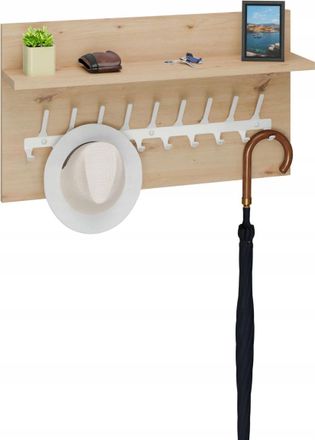 OEM Perchero Tipo Loft De 70 Cm - Blanco + Roble Artesanal, S&oacute;lido Y Elegante