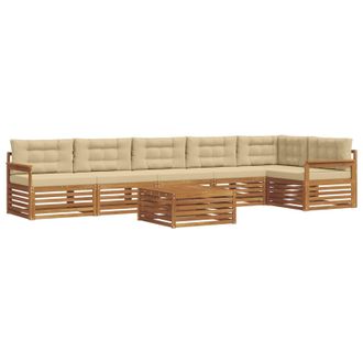 vidaXL Conjunto De Sof&aacute;s De Exterior Con Coj&iacute;n 7 Pcs Natural Y Beige Vidaxl