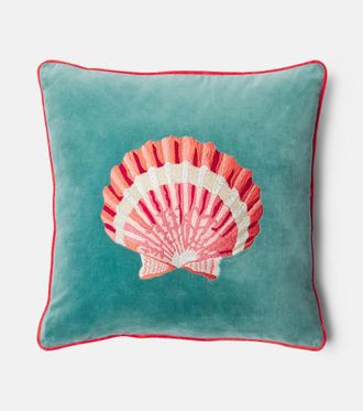 Les-Ottomans Embroidered cotton velvet cushion