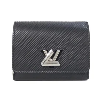 Louis Vuitton Black Leather Wallet (Tri-Fold) (Pre-Owned)