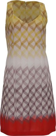 Missoni Patterned V-Neck Sleeveless Mini Dress in Multicolor Rayon