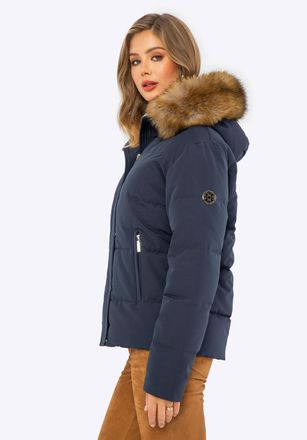 Wittchen Dames Donsjack met Bont Capuchon, Marineblauw