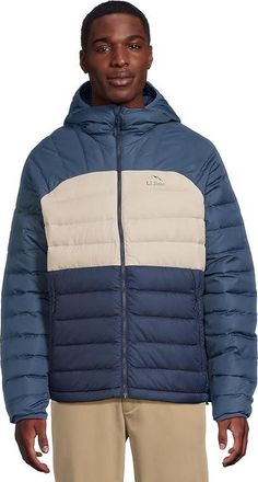 L.L.Bean Beans Down Hooded Jacket Color-Block Mens Clothing Night/Bright Mariner : 2XL, Polyester/Down