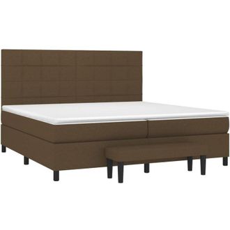 vidaXL Vidaxl - Cama Box Spring Con Colch&oacute;n Tela Marr&oacute;n Oscuro 200x200 Cm