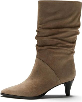 Isabel Bernard Vend&ocirc;me Margot Su&egrave;de Hoge Laarzen - Dames - Laarzen met Hak - Beige - 42 EU - Su&egrave;de - Schoenen