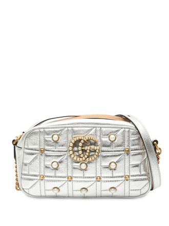 Gucci Borsa a tracolla Aria GG Marmont piccola in pelle matelass&eacute; con perle 2016-2025 - Argento