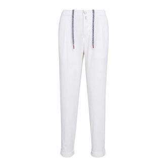 Kiton Blauw Katoenen Fleece Trainingspak - Heren - Slim Fit Broeken - Wit - W34 - Katoen - Broeken