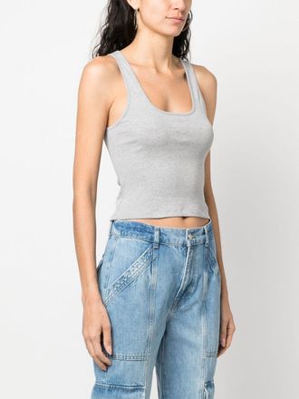 GCDS Womens Grey Cotton Jersey Top - Silver - Size Large