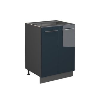 Vicco Mueble Bajo De Cocina Fame-line, Azul Oscuro Alto Brillo, 60 Cm Sin Encimera Vicco