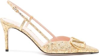 Valentino Garavani 80 mm VLogo Signature slingback pumps - Goud