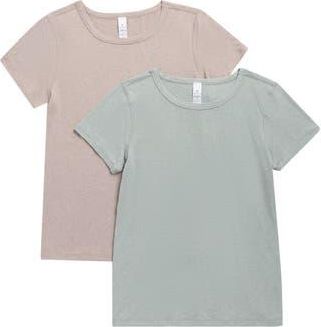 Yogalicious Cationic Bare Essence 2-Pack Jersey T-Shirts in Heather Clover/Heather at Nordstrom Rack, Size X-Small