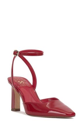 Vince Camuto Galees Ankle Strap Pump in Bright Flame Patent at Nordstrom, Size 6.5