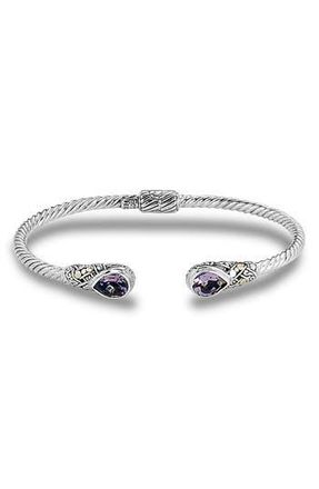 Samuel B. Sterling Silver & Amethyst Twist Cable Bracelet in Purple at Nordstrom Rack
