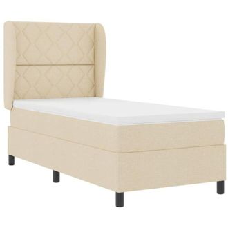 vidaXL Vidaxl - Cama Tipo Box Spring Con Colch&oacute;n Crema 100 X 200 Cm Tela